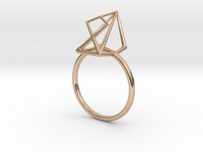 modern abstract minimalist diamond geometric ring in 14k Rose Gold Plated Brass: 7 / 54