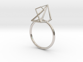 modern abstract minimalist diamond geometric ring in Platinum: 5 / 49
