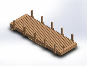 N USMRR FLATCAR 5 WITH STAKES in Tan Fine Detail Plastic