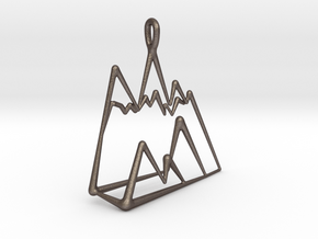 chic minimalist geometric mountain necklace charm in Polished Bronzed-Silver Steel: Small