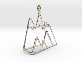 chic minimalist geometric mountain necklace charm in Rhodium Plated Brass: Small