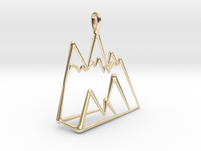 chic minimalist geometric mountain necklace charm in 14K Yellow Gold: Small