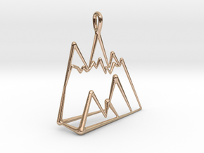 chic minimalist geometric mountain necklace charm in 14k Rose Gold Plated Brass: Medium
