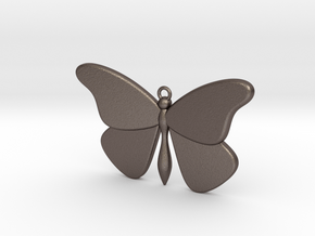 Single Butterfly Pendant (large) in Polished Bronzed Silver Steel