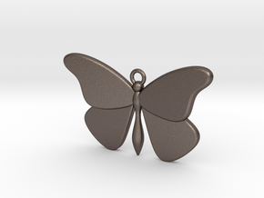 Single Butterfly Pendant (medium) in Polished Bronzed Silver Steel