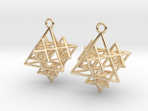 Koch Tetrahedron Earrings in 14k Gold Plated Brass