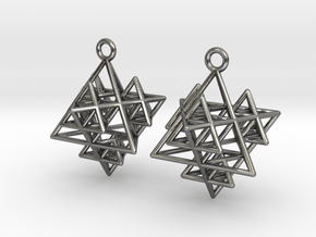 Koch Tetrahedron Earrings in Polished Silver