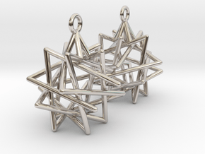 Tetrahedron Compound Earrings in Rhodium Plated Brass