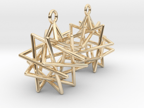 Tetrahedron Compound Earrings in 14k Gold Plated Brass