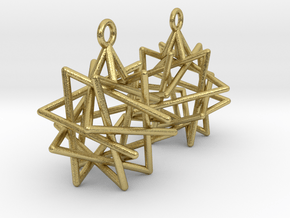 Tetrahedron Compound Earrings in Natural Brass