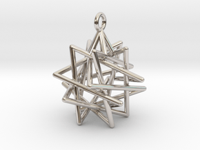 Tetrahedron Compound Pendant in Rhodium Plated Brass