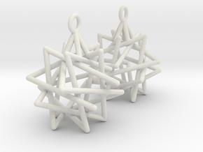 Tetrahedron Compound Earrings in White Natural Versatile Plastic