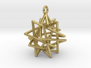 Tetrahedron Compound Pendant in Natural Brass