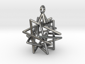 Tetrahedron Compound Pendant in Polished Silver