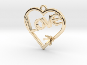 Heart Pendant "Love" (Offset 4.28mm) in 14K Yellow Gold