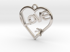 Heart Pendant "Love" (Offset 4.28mm) in Platinum
