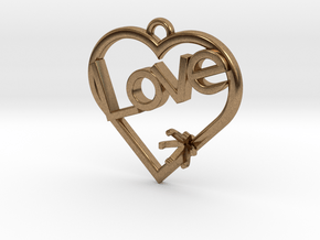 Heart Pendant "Love" (Offset 4.28mm) in Natural Brass