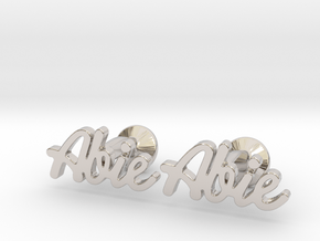 Custom Name Cufflinks - "Abie" in Rhodium Plated Brass