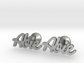 Custom Name Cufflinks - "Abie" in Natural Silver