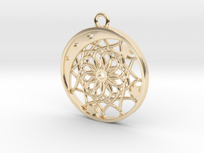Moon, Stars and Dream Catcher Pendant in 14K Yellow Gold