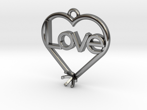 Heart Pendant "Love" (Mount 4.28mm) in Fine Detail Polished Silver