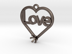 Heart Pendant "Love" (Mount 4.28mm) in Polished Bronzed Silver Steel