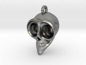Alien Skull Keychain/Pendant in Natural Silver