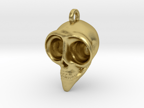 Alien Skull Keychain/Pendant in Natural Brass