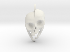 Split Skull Keychain/Pendant in White Natural Versatile Plastic