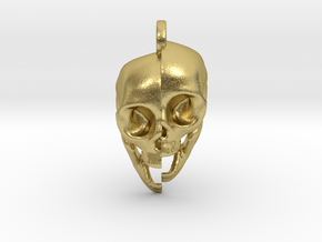 Split Skull Keychain/Pendant in Natural Brass