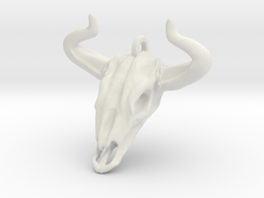 Bull Skull Keychain/Pendant in White Natural Versatile Plastic