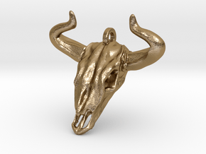 Bull Skull Keychain/Pendant in Polished Gold Steel