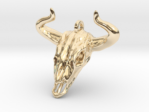 Bull Skull Keychain/Pendant in 14k Gold Plated Brass