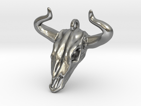 Bull Skull Keychain/Pendant in Natural Silver