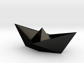 Origami boat in Matte Black Steel