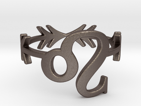 tribal arrow minimalist Leo zodiac ring in Polished Bronzed-Silver Steel: 5 / 49