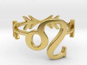 tribal arrow minimalist Leo zodiac ring in Polished Brass: 5 / 49