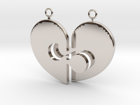 Heart Necklace Halves in Rhodium Plated Brass