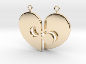 Heart Necklace Halves in 14k Gold Plated Brass