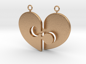 Heart Necklace Halves in Natural Bronze