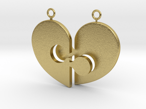 Heart Necklace Halves in Natural Brass