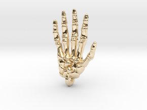 Skeletal Hand Keychain/Pendant in 14k Gold Plated Brass