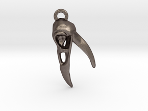 Raven Skull Keychain/Pendant in Polished Bronzed-Silver Steel