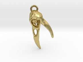 Raven Skull Keychain/Pendant in Natural Brass