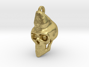 Pluto Skull Keychain/Pendant in Natural Brass