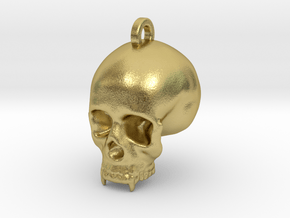 Vampire Skull Keychain/Pendant in Natural Brass