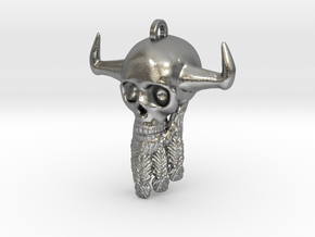Viking Skull Keychain/Pendant in Natural Silver