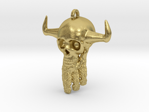 Viking Skull Keychain/Pendant in Natural Brass