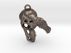 T-Rex Skull Keychain/Pendant in Polished Bronzed-Silver Steel