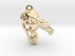 T-Rex Skull Keychain/Pendant in 14k Gold Plated Brass